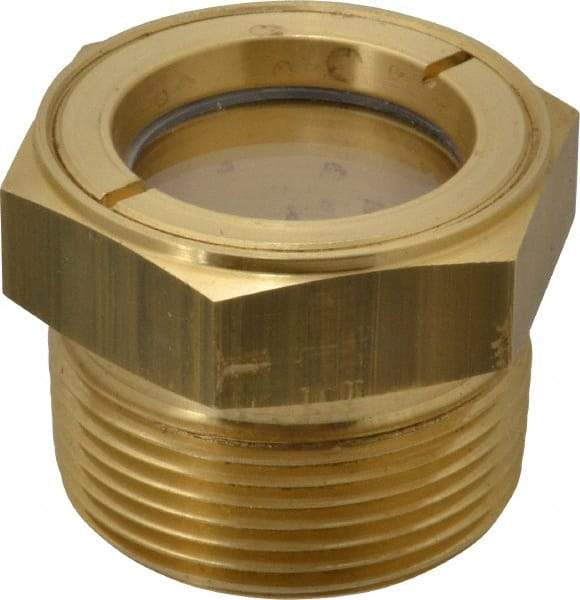 LDI Industries - 1-1/8" Sight Diam, 1-1/4" Thread, 1.44" OAL, Low Pressure Pipe Thread Lube Sight, Open View Sight Glass & Flow Sight - 1-3/4" Head, 5 Max psi, 1-1/4 to 11-1/2 Thread - Caliber Tooling