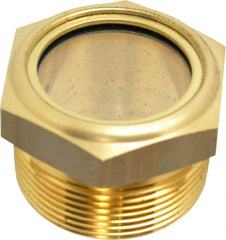 LDI Industries - 1-3/8" Sight Diam, 1-1/2" Thread, 1-1/2" OAL, Low Pressure Pipe Thread Lube Sight, Open View Sight Glass & Flow Sight - 2" Head, 2 Max psi, 1-1/2 to 11-1/2 Thread - Caliber Tooling