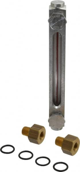 LDI Industries - 1/4-18 Thread, 4-1/2 Inch Sight Length, 290 Max psi, Closed Circuit Liquid Level Sight Gauge with Pipe Adapter - 6 Inch Length to Center of Base, 7-5/8 Inch Overall Length, Buna-N Seal - Caliber Tooling