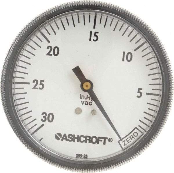 Ashcroft - 3-1/2" Dial, 1/4 Thread, 30-0 Scale Range, Pressure Gauge - Center Back Connection Mount - Caliber Tooling