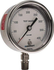 Ashcroft - 3" Dial, 1/4 Thread, 0-400 Scale Range, Pressure Gauge - Lower Connection Mount, Accurate to 0.5% of Scale - Caliber Tooling