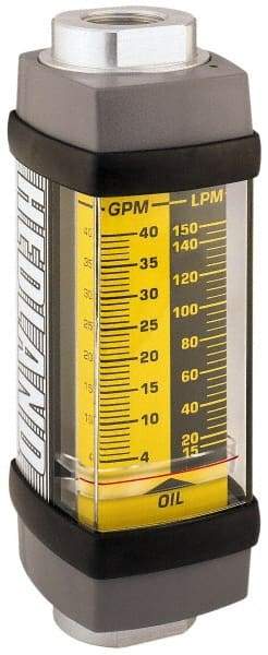 Hedland - 3/4" NPTF Port Oil & Petroleum-Based Liquid Flowmeter - 3000 Max psi, 0.5 to 5 GPM, Anodized Aluminum - Caliber Tooling