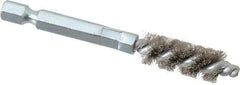 Schaefer Brush - 1/4 Inch Inside Diameter, 7/16 Inch Actual Brush Diameter, Stainless Steel, Power Fitting and Cleaning Brush - 1/4 Shank Diameter, 3-1/8 Inch Long, Hex Shaft Stem, 3/8 Inch Refrigeration Outside Diameter - Caliber Tooling