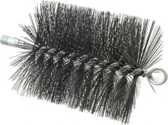Schaefer Brush - 5" Diam Round, Tempered Steel Wire Chimney Brush - 1/4" NPSM Male Connection - Caliber Tooling