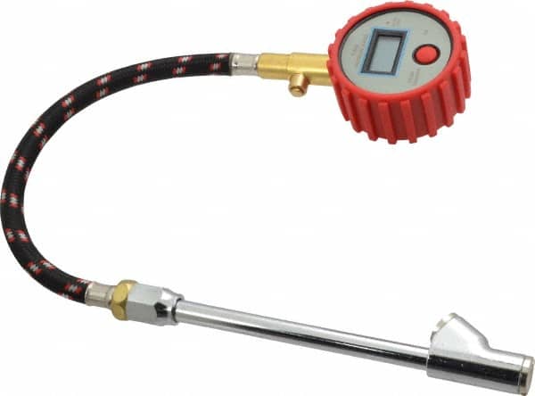 Value Collection - 0 to 100 psi Digital Tire Pressure Gauge - CR2032 Lithium Battery, 9' Hose Length, 0.5 psi Resolution - Caliber Tooling