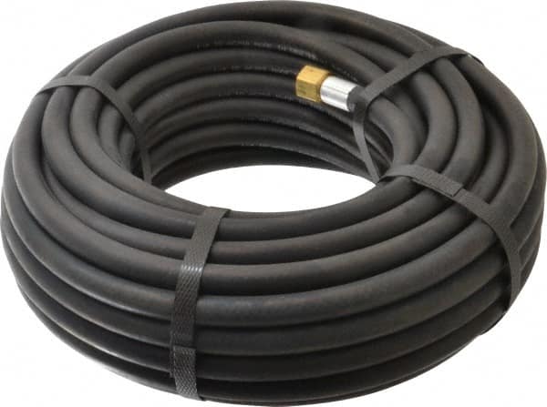 Alliance Hose & Rubber - 1/4" ID x 1/2" OD 50' Long Multipurpose Air Hose - MNPT x FNPT(Swivel) Ends, 200 Working psi, -40 to 190°F, 1/4" Fitting, Black - Caliber Tooling