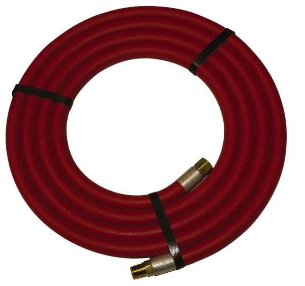 Alliance Hose & Rubber - 1-1/4" ID x 1-25/32" OD 10' Long Multipurpose Air Hose - MNPT x FNPT(Swivel) Ends, 150 Working psi, -40 to 190°F, 1-1/4" Fitting, Red - Caliber Tooling