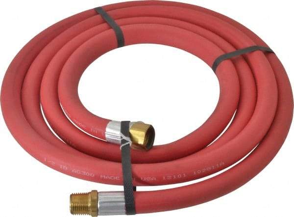 Alliance Hose & Rubber - 1/2" ID x 27/32" OD 10' Long Multipurpose Air Hose - MNPT x FNPT(Swivel) Ends, 300 Working psi, -40 to 190°F, 1/2" Fitting, Red - Caliber Tooling