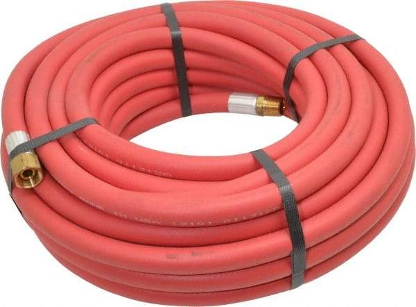 Alliance Hose & Rubber - 3/8" ID x 23/32" OD 50' Long Multipurpose Air Hose - MNPT x FNPT(Swivel) Ends, 300 Working psi, -40 to 190°F, 3/8" Fitting, Red - Caliber Tooling