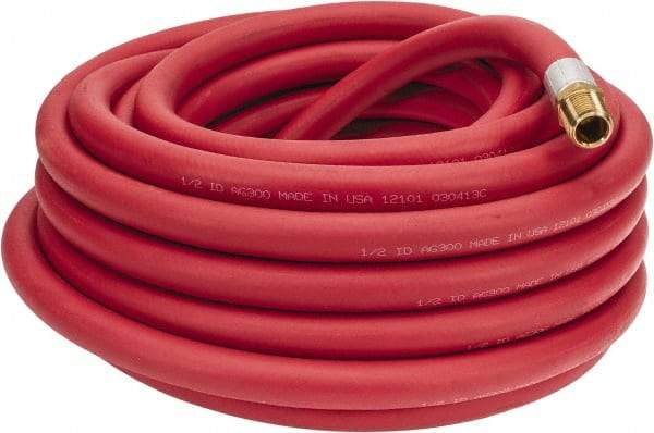 Alliance Hose & Rubber - 1/2" ID x 27/32" OD 50' Long Multipurpose Air Hose - MNPT x FNPT(Swivel) Ends, 300 Working psi, -40 to 190°F, 1/2" Fitting, Red - Caliber Tooling