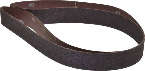 Norton - 1-1/2" Wide x 60" OAL, 40 Grit, Aluminum Oxide Abrasive Belt - Aluminum Oxide, Coarse, Coated, X Weighted Cloth Backing, Series R228 - Caliber Tooling