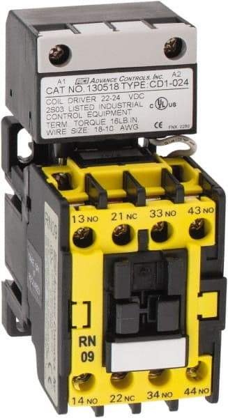 ACI - 4 Pole, 3NO/NC, 24 VAC Control Relay - 24 Amps, 600 VDC - Caliber Tooling