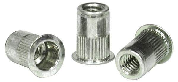 RivetKing - #10-24, 0.13 to 0.225" Grip, 19/64" Drill, Aluminum Standard Rivet Nut - Uncoated, Countersunk Head - Caliber Tooling