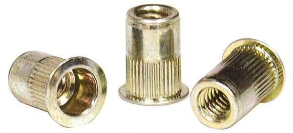 RivetKing - 0.02 to 0.13" Grip, Steel Standard Rivet Nut - Zinc Yellow Dichromate Finish, Full Head Head - Caliber Tooling