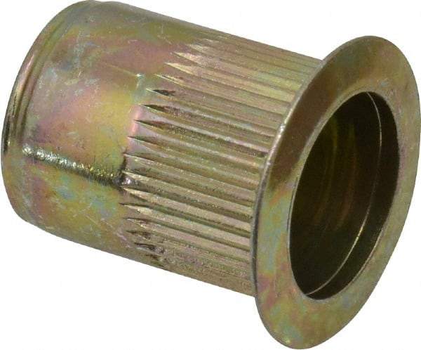 RivetKing - 3/8-16, 0.027 to 0.15" Grip, Steel Standard Rivet Nut - Zinc Yellow Dichromate Finish, Countersunk Head - Caliber Tooling