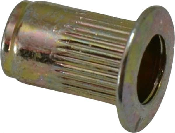 RivetKing - #6-32, 0.02 to 0.08" Grip, Steel Standard Rivet Nut - Zinc Yellow Dichromate Finish, Countersunk Head - Caliber Tooling