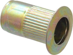 RivetKing - #8-32, 0.08 to 0.13" Grip, Steel Standard Rivet Nut - Zinc Yellow Dichromate Finish, Countersunk Head - Caliber Tooling