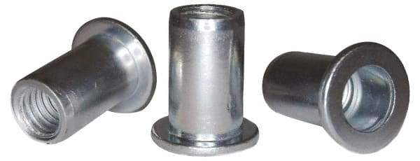 RivetKing - #10-32, 0.13 to 0.18" Grip, 1/4" Drill, Steel Standard Rivet Nut - Zinc Plated, Round Head - Caliber Tooling