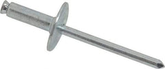 RivetKing - Size 8-18 Dome Head Steel Flush on Both Sides Blind Rivet - Steel Mandrel, 7/8" to 1-1/8" Grip, 5/8" Head Diam, 0.255" Min Hole Diam, 0.82" Length Under Head, 1/4" Body Diam - Caliber Tooling