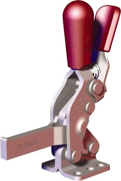 De-Sta-Co - 607 Lb Holding Capacity, Vertical Handle, Manual Hold Down Toggle Clamp - 66° Handle Movement, 75° Bar Opening, Solid Bar, Flanged Base, Carbon Steel - Caliber Tooling