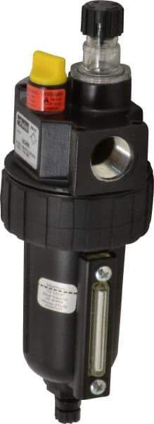 Parker - 1/2" NPT, 250 Max psi Intermediate Micro Mist Lubricator - Metal Bowl with Sight Glass, Zinc Body, 90 CFM, 175°F Max Temp, 2.81" Wide x 7.82" High - Caliber Tooling