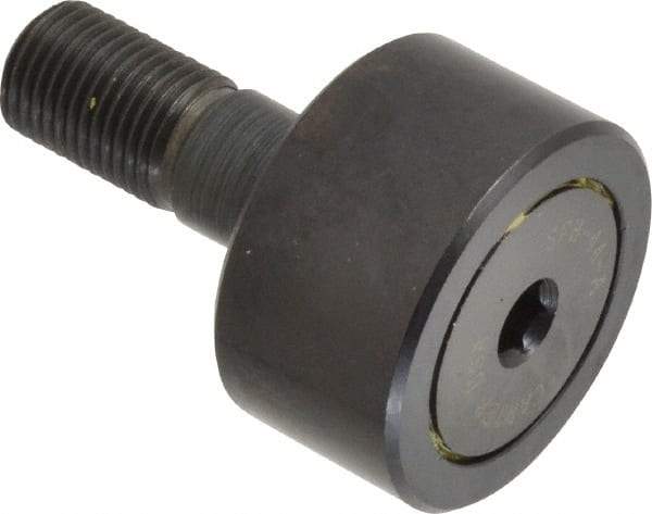 Made in USA - 1-3/8" Roller Diam x 3/4" Width, 1/2" Stud Diam x 1-1/4" Length, Stud Cam Follower - Steel, 5/8" Thread Length, 1/2-20 Thread, 3,144 Lb Dynamic Cap - Caliber Tooling