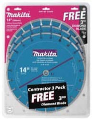 Makita - 14" Diam, 20mm Arbor Hole Diam, Wet & Dry Cut Saw Blade - Diamond-Tipped, Standard Round Arbor - Caliber Tooling