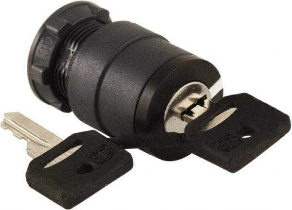 Schneider Electric - 22mm Mount Hole, 2 Position, Key Operated, Selector Switch Only - Black, Maintained (MA), Nonilluminated, Shock, Vibration and Water Resistant - Caliber Tooling