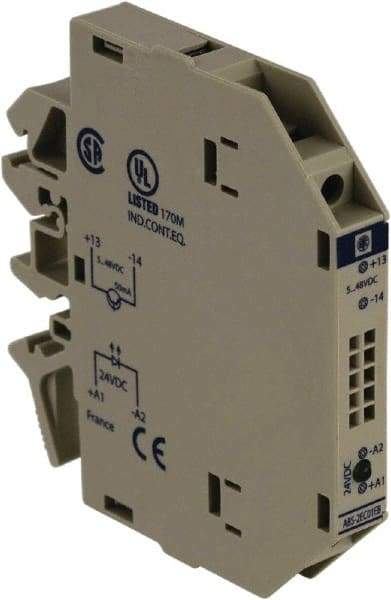 Schneider Electric - 12 Milliamp, NC Configuration, Interface Relay Module - DIN Rail Mount, 23 to 131°F, 24 VDC - Caliber Tooling