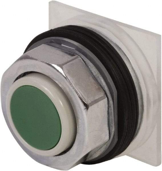 Schneider Electric - 30mm Mount Hole, Extended Straight, Pushbutton Switch Only - Green Pushbutton, Momentary (MO) - Caliber Tooling