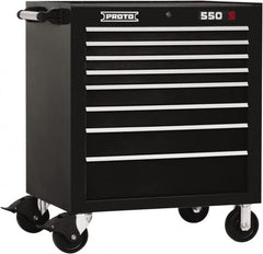 Proto - 8 Drawer Steel Tool Roller Cabinet - 34" Wide x 41" High x 25-1/4" Deep, Ball Bearing Drawer Slides, Black - Caliber Tooling