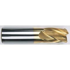 3/8" Dia. - 2-1/2" OAL - Chip Breaker-Solid CBD - TiN-Single End Roughing End Mill - 4 FL - Caliber Tooling