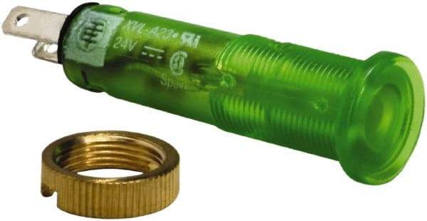 Schneider Electric - 24 V Green Lens LED Pilot Light - Quick Connect Tag Connector, 10mm Wide - Caliber Tooling