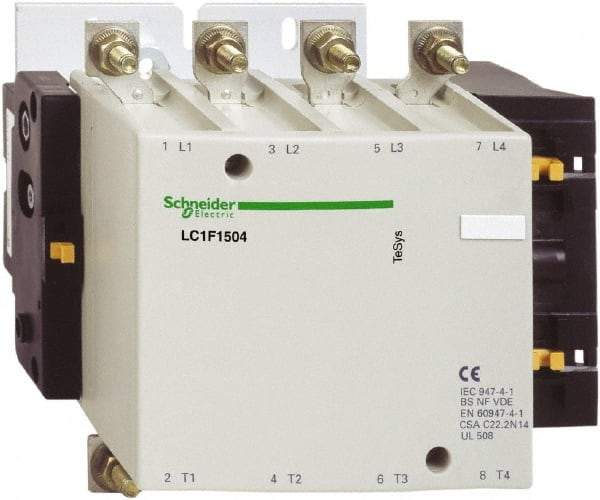 Schneider Electric - 4 Pole, 24 Coil VDC, 250 Amp at 440 VAC, Nonreversible IEC Contactor - Bureau Veritas, CCC, CSA, DNV, EN/IEC 60947-1, EN/IEC 60947-4-1, GL, JEM 1038, LROS, RINA, RMRoS, RoHS Compliant, UL Listed - Caliber Tooling