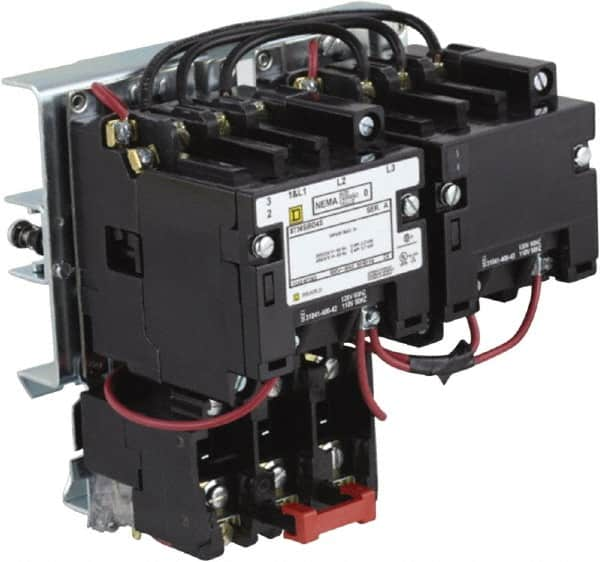 Square D - 110 Coil VAC at 50 Hz, 120 Coil VAC at 60 Hz, 18 Amp, NEMA Size 1, Reversible Open Enclosure NEMA Motor Starter - Caliber Tooling