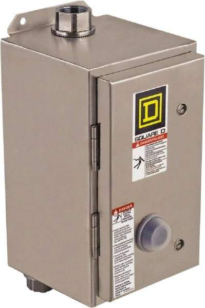 Square D - 110 Coil VAC at 50 Hz, 120 Coil VAC at 60 Hz, 27 Amp, NEMA Size 1, Nonreversible Enclosed Enclosure NEMA Motor Starter - 3 Phase hp: 10 at 460 VAC, 10 at 575 VAC, 7-1/2 at 200 VAC, 7-1/2 at 230 VAC, 4x Enclosure Rating - Caliber Tooling