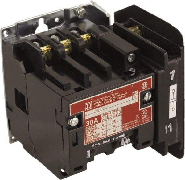 Square D - No Enclosure, 4 Pole, Electrically Held Lighting Contactor - 30 A (Tungsten), 208 VAC at 60 Hz - Caliber Tooling