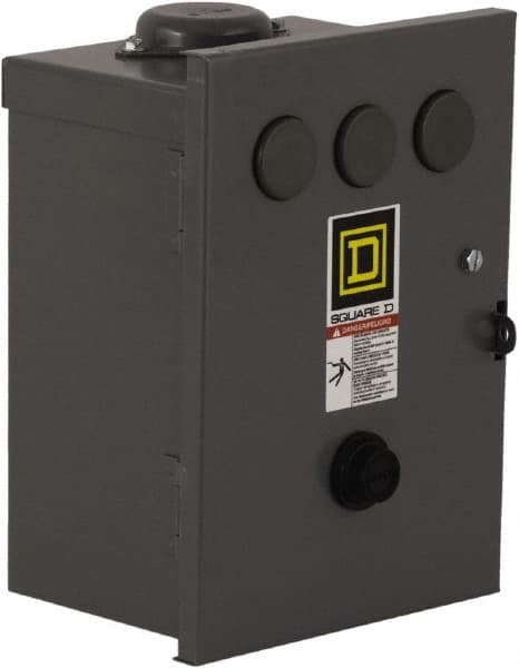 Square D - 208 Coil VAC at 60 Hz, 18 Amp, Nonreversible Enclosed Enclosure NEMA Motor Starter - 3 Phase hp: 3 at 200 VAC, 3 at 230 VAC, 5 at 460 VAC, 5 at 575 VAC, 3R Enclosure Rating - Caliber Tooling