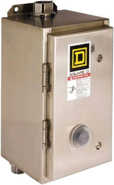 Square D - 220 Coil VAC at 50 Hz, 240 Coil VAC at 60 Hz, 45 Amp, NEMA Size 2, Nonreversible Enclosed Enclosure NEMA Motor Starter - 3 Phase hp: 10 at 200 VAC, 15 at 230 VAC, 25 at 460 VAC, 25 at 575 VAC, 4x Enclosure Rating - Caliber Tooling