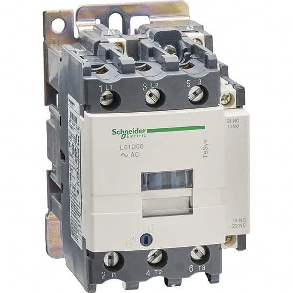 Schneider Electric - 3 Pole, 230 Coil VAC at 50/60 Hz, 50 Amp at 440 VAC and 80 Amp at 440 VAC, Nonreversible IEC Contactor - Exact Industrial Supply