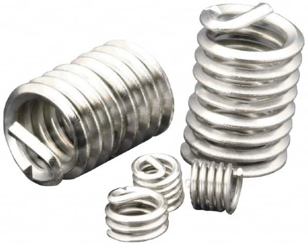 Heli-Coil - Single Insert, 7/16-14 UNC, 1D, Nitronic 60 Stainless Steel Screw Locking Insert - 4-1/2 Free Coils, 7/16 Inch Overall Length, 0.526 to 0.551 Inch Outside Diameter, with Tang - Exact Industrial Supply