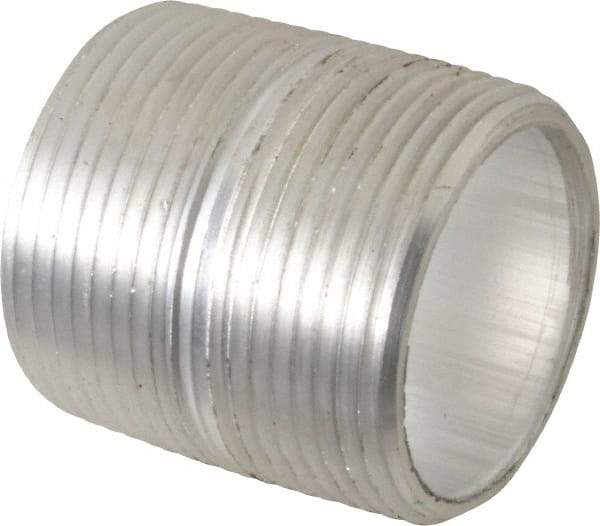 Merit Brass - 1-1/4" Pipe, 1-5/8" Long, Aluminum Pipe Nipple - Grade 6061, Threaded - Caliber Tooling