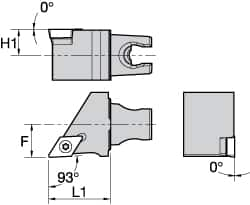 Kennametal - Right Hand Cut, Size KM25, DC.. Insert Compatiblity, External Modular Turning & Profiling Cutting Unit Head - 16mm Ctr to Cutting Edge, 30mm Head Length, Through Coolant, Series Screw-On - Caliber Tooling