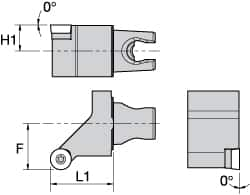 Kennametal - Left Hand Cut, Size KM25, RC.. 10T3M0 Insert Compatiblity, External Modular Turning & Profiling Cutting Unit Head - 22mm Ctr to Cutting Edge, 30mm Head Length, Through Coolant, Series Screw-On - Caliber Tooling