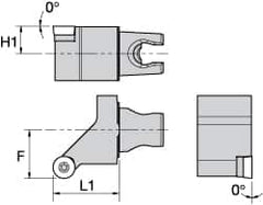 Kennametal - Left Hand Cut, Size KM25, RC.. 10T3M0 Insert Compatiblity, External Modular Turning & Profiling Cutting Unit Head - 22mm Ctr to Cutting Edge, 30mm Head Length, Through Coolant, Series Screw-On - Caliber Tooling