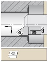 Kennametal - Series Screw-On, Right Hand Cut, 25mm Min Bore Diam, Boring Cartridge - 0.394" Back of Bar to Cutting Edge, CP... Insert, 1.1" OAL, 45° Lead Angle - Caliber Tooling
