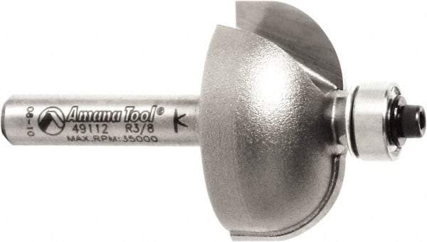 Amana Tool - 1-1/8" Cut Diam, 9/16" Length of Cut, 2 Flute Cove Edge Profile Router Bit - Carbide-Tipped, 1/4" Shank Diam, 2" OAL, Uncoated - Caliber Tooling