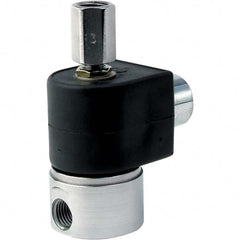 Parker - 24 VDC 1/4" NPT Port Stainless Steel Three-Way Direct Acting Solenoid Valve - Exact Industrial Supply