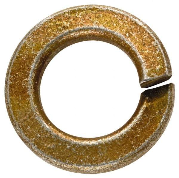 Made in USA - 1/2", 1/8" Thick Split Lock Washer - 1060 Spring Steel, Zinc Yellow Dichromate Finish, 0.502" Min ID, 0.512" Max ID, 0.889" Max OD - Caliber Tooling