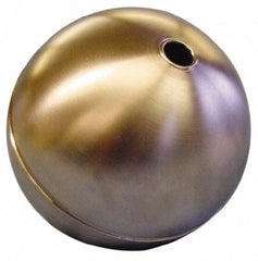 Made in USA - 7" Diam, Spherical, Tubed Through Connection, Metal Float - 1/2" Rod Thread, Stainless Steel, 400 Max psi, 20 Gauge - Caliber Tooling